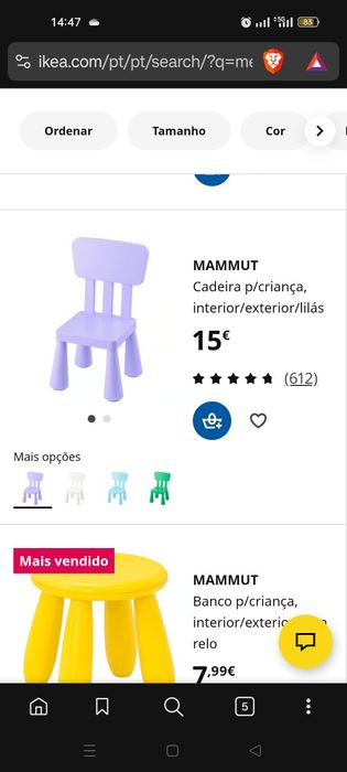 Mesa e cadeira criança ikea