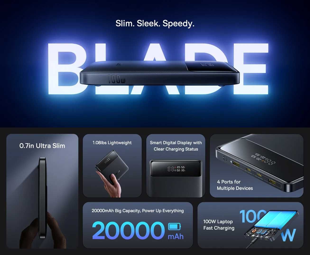 Павербанки BASEUS Blade H1 100W/20000mAh / EnerGeek GP12 145W/20800mAh