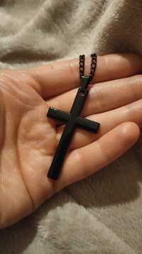 Krzyż wisior wisiorek naszyjnik czarny goth gothic gotycki styl męski