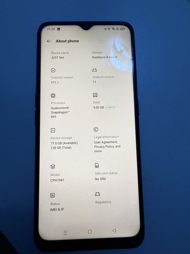 Oppo A9 - CPH1941 - Como novo