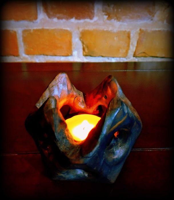 Drewniany świecznik, ręcznie robiony na tealight, podgrzewacz
