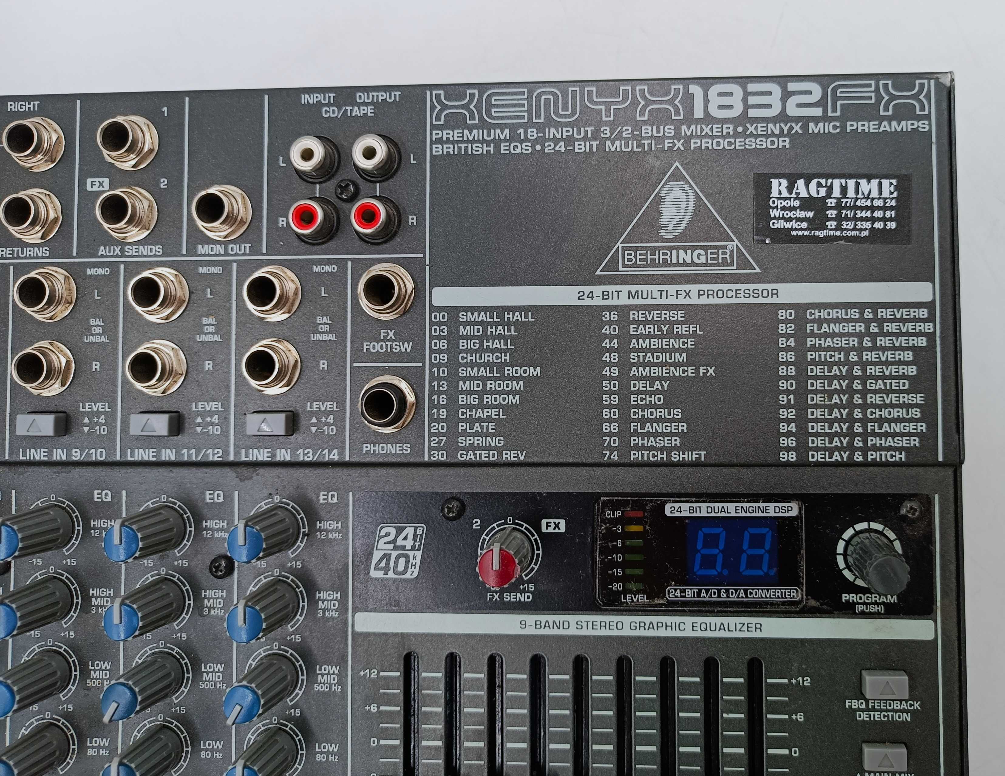 Mikser Behringer XENYX 1832 FX Na części / do naprawy OPIS