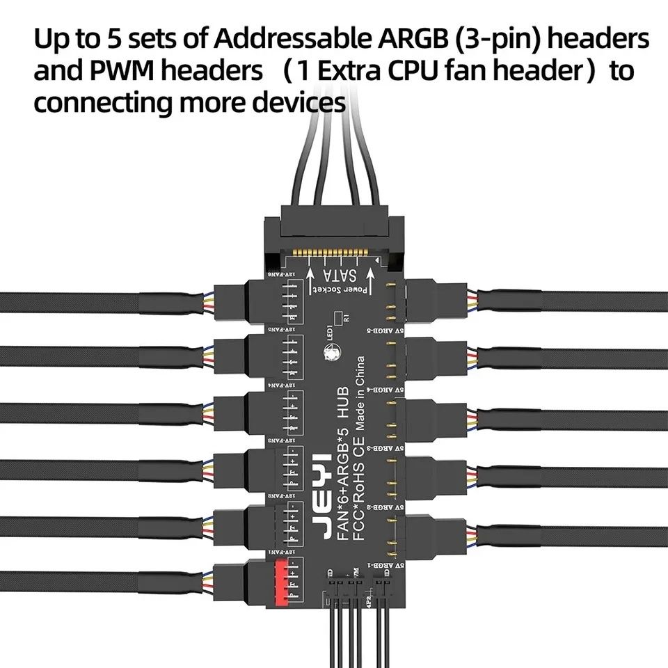 PWM-контролер JEYI для вентиляторов 4pin и ARGB подсветки 3pin