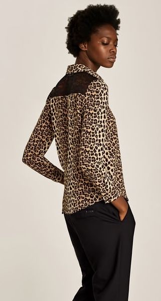ZARA bluzka animal print z koronką 34/XS