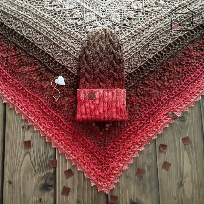 Czapka smerfetka, ombre, rękodzieło