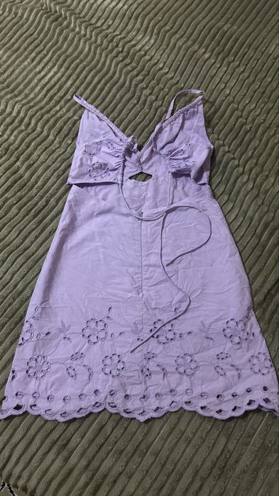 Лілова лляна сукня ZARА/ лиловое платье сарафан зара