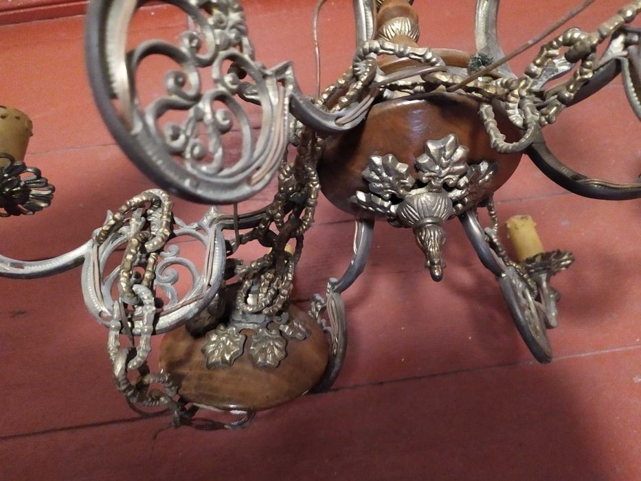 Stary mosiężny żyrandol 6 ramienny