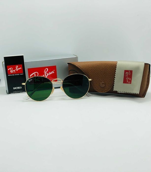 Солнцезащитные круглые очки Ray Ban Round Metal 3447 Green 54мм стекло
