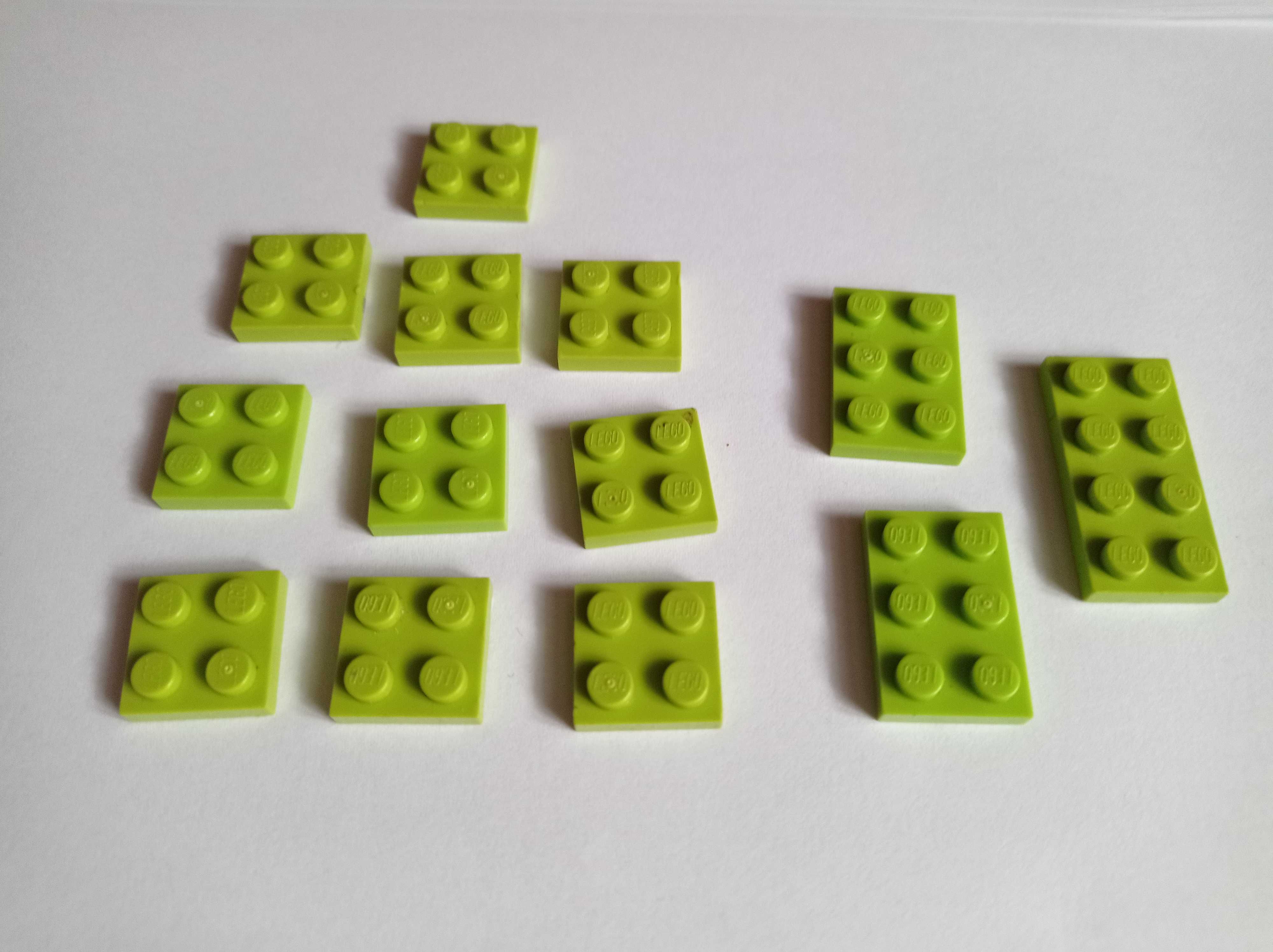 Klocki Lego, płytka, 2x2 (3022), 2x3 (3021), 2x4 (3020), zielony