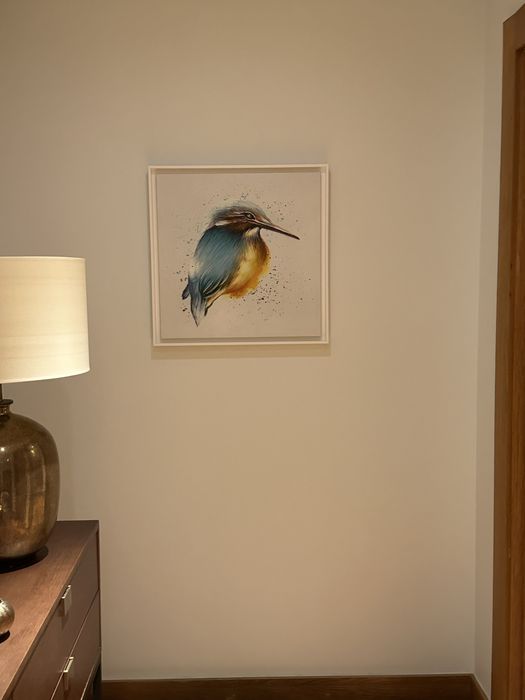 2 quadros decorativos com molduras madeira branca