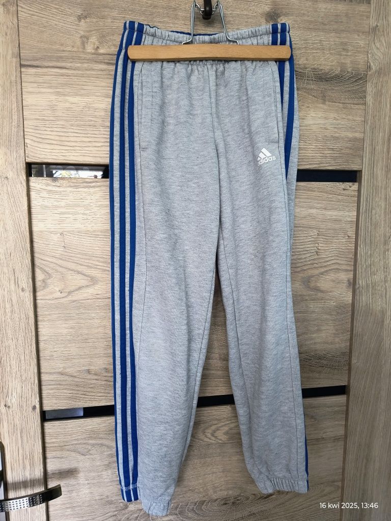 Spodnie dresowe Adidas szaro niebieskie