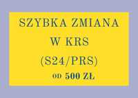 aktualizacja/zmiana w KRS S24 online PRS likwidacja zawieszenie od 500