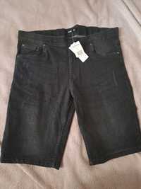 Nowe Męskie czarne jeansowe spodenki szorty , L-XL
