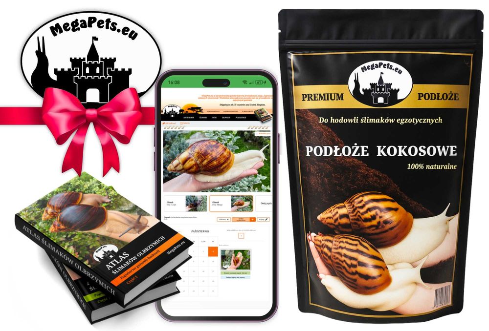 Podłoże kokosowe Torf Premium dla ślimaków Achatina Lissachatina