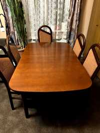 Stół rozkładany drewno wiśnia + 6 krzeseł