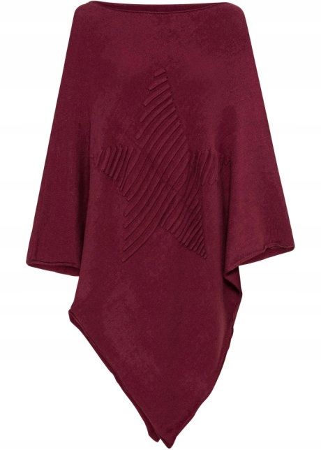 B.P.C poncho bordowe dzianinowe z gwiazdą r.UNI