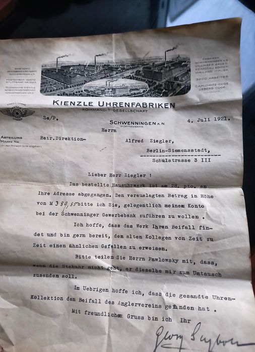 Zegar stojący KIENZLE 1921r kwadransowy