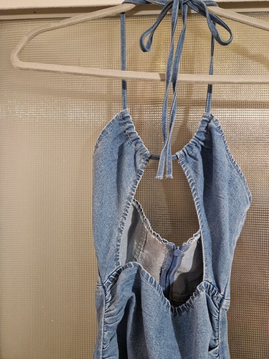 Shein nowa sukienka jeansowa mini z wycięciem na brzuchu, rozmiar XS