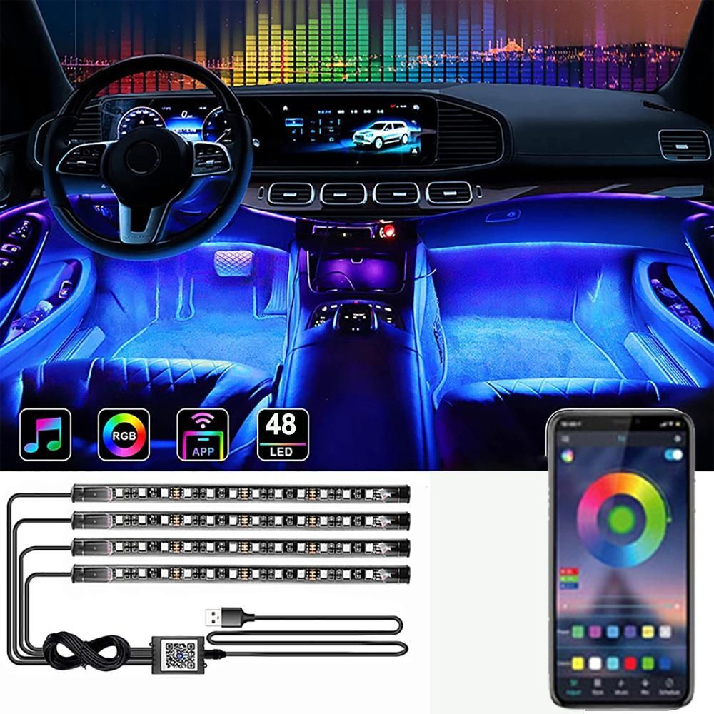 Автомобильная подсветка салона ног Bluetooth led rgb