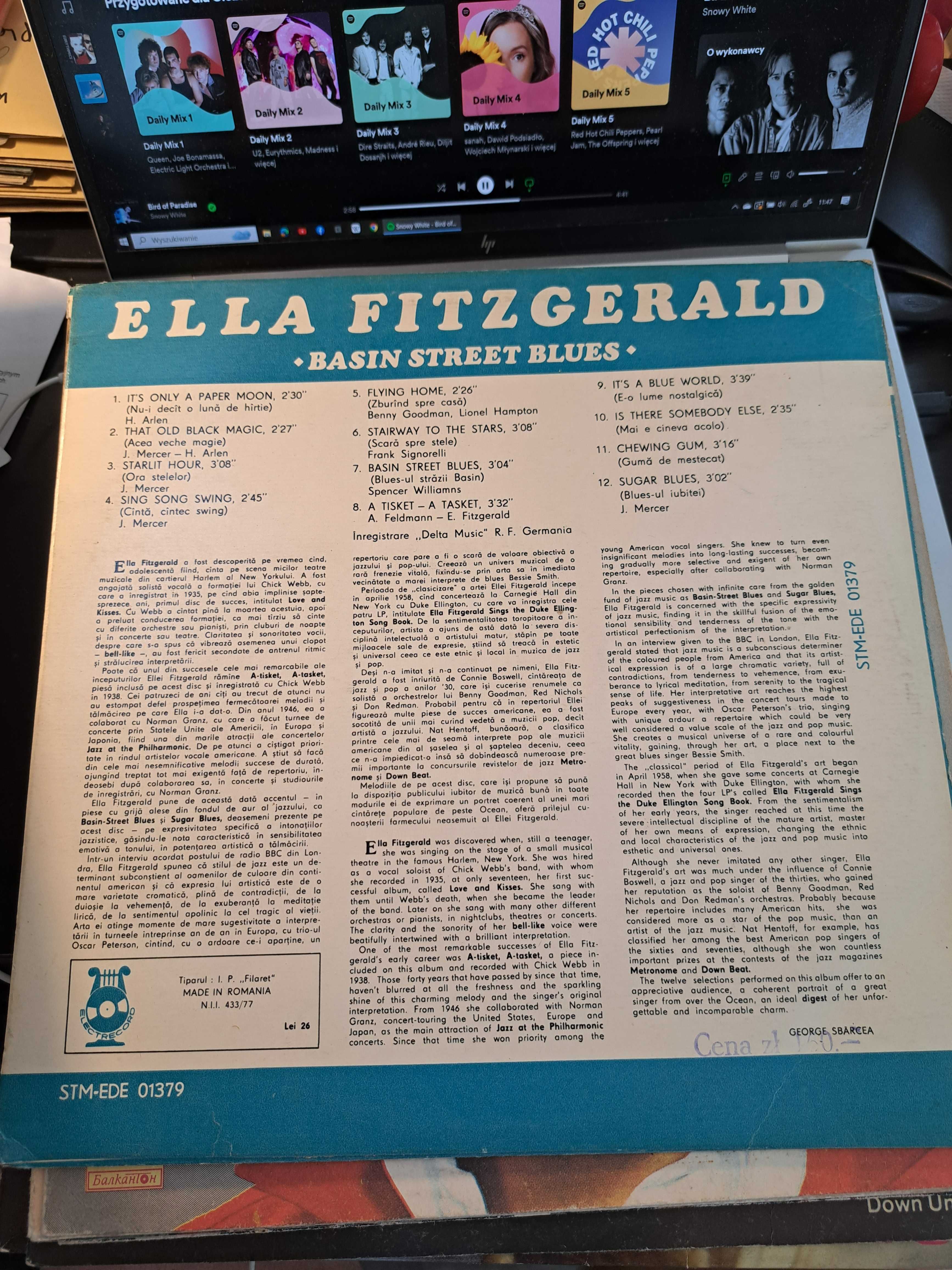 Ella Fitzgerald – Basin Street Blues płyta winylowa Electrecord