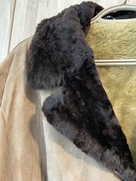 Brązowy męski kożuch Borg M/50 nowy z metką skóra, baranica skórzany,