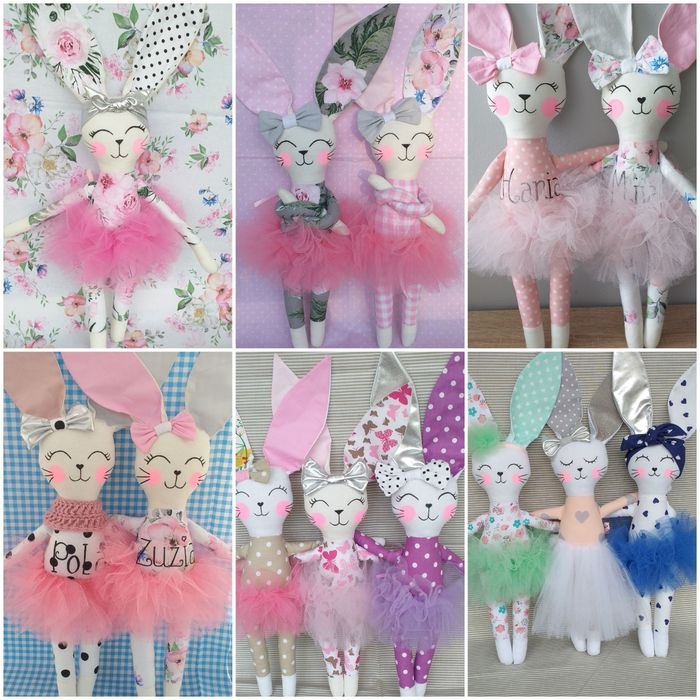 Królik króliczka tilda szyta zabawka tiul baletnica personalizacja