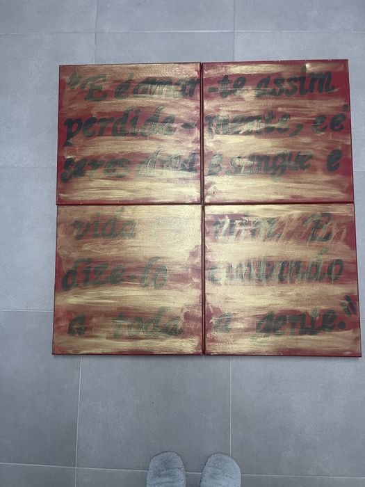 4 telas pintadas com frase