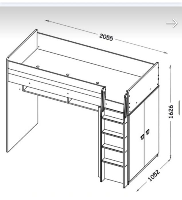Łóżko antresola pietrowe z szafą I komodami