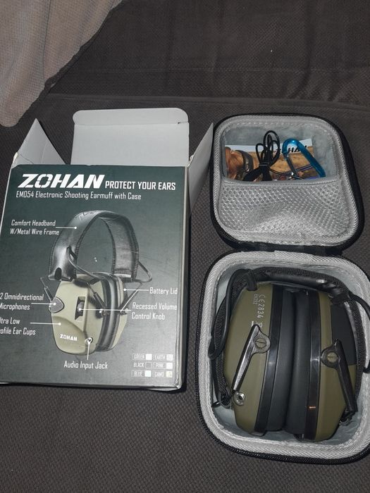 Elektroniczne nauszniki zohan em054 z pokrowcem kolor zielony