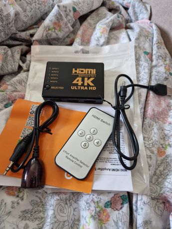 Przełącznik HDMI 5x1 z pilotem switch 4k rozgałęźnik