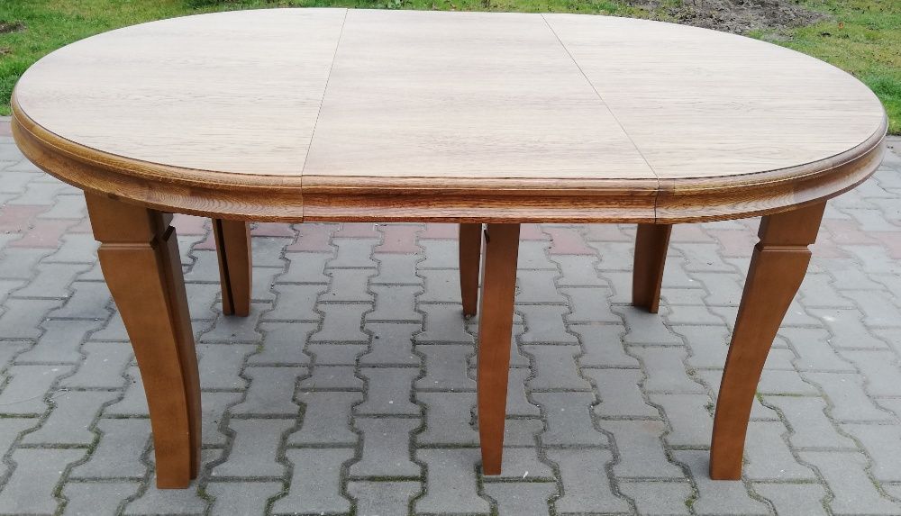 Stół okrągły lakierowany 110cm x 410cm  rozkładany 8 Nóg  Dębowy