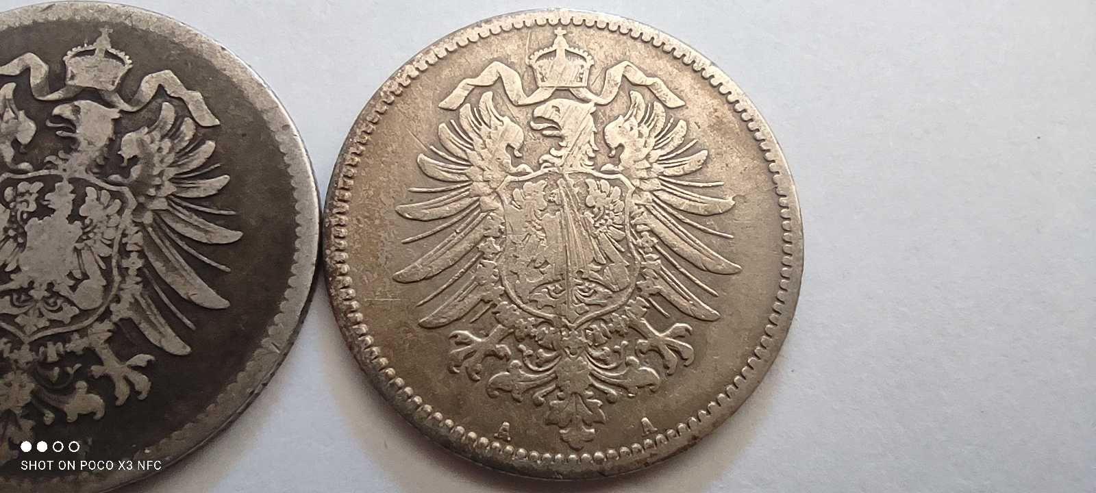 Monety srebrne Niemcy 1 marka 1875 A i F  srebro ag stare