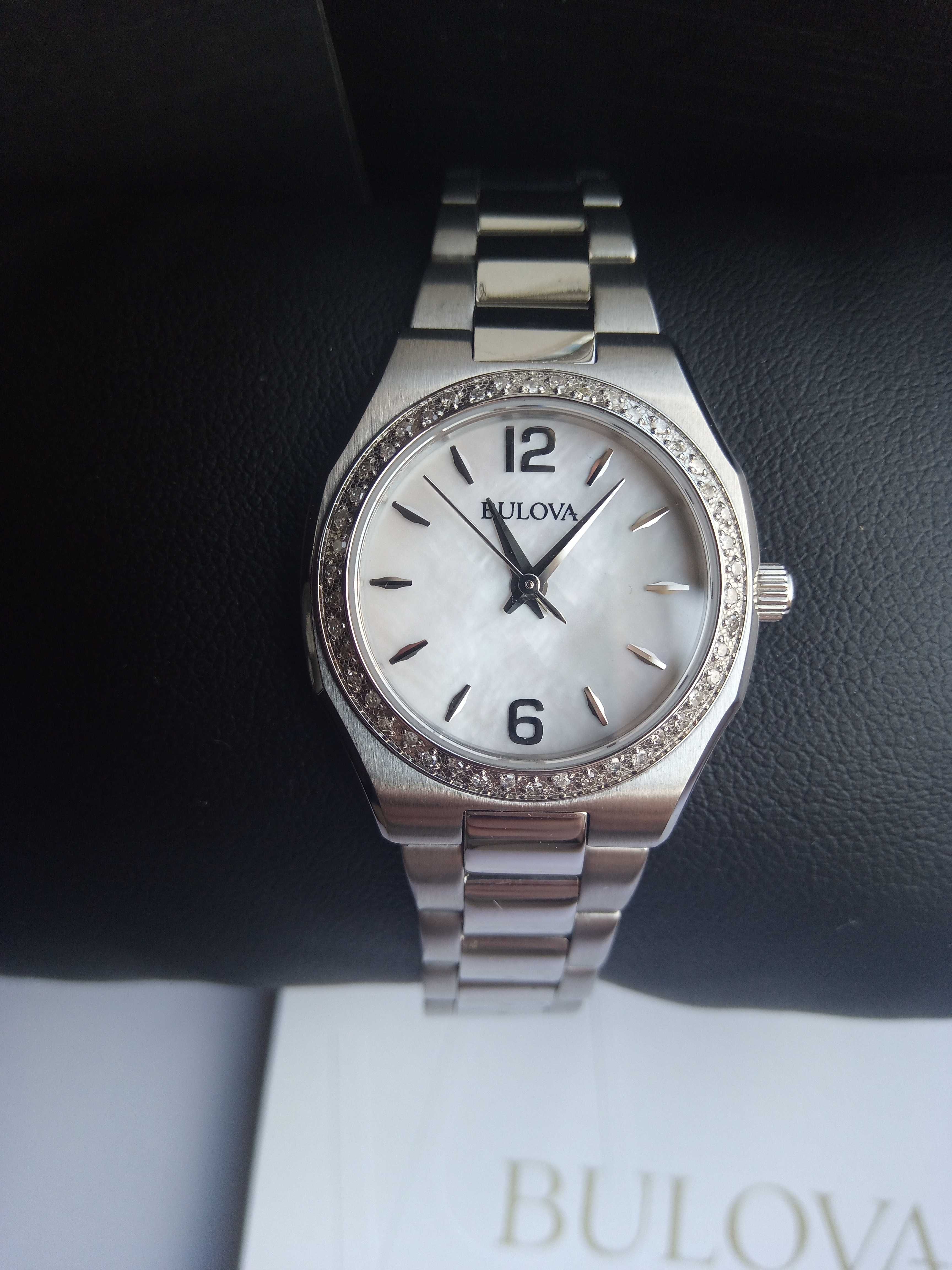 Женские часы с 46 бриллиантами Bulova 96R199. Шикарный подарок девушке