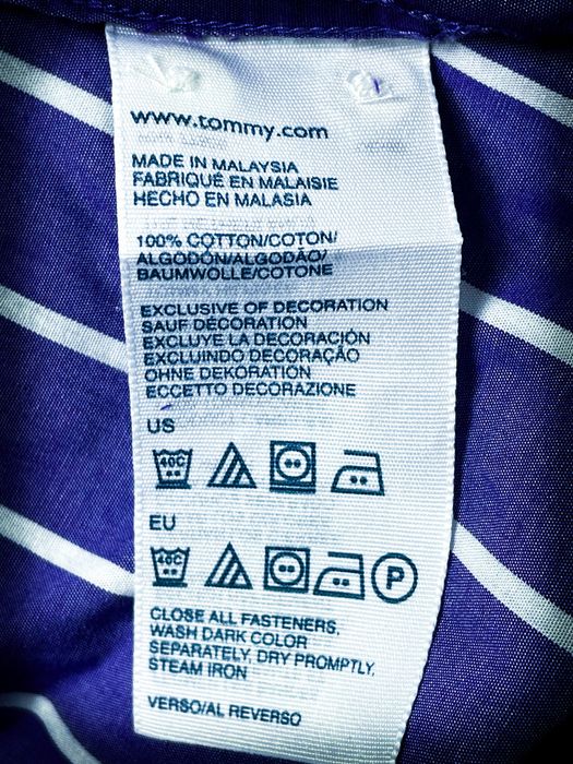 «Tommy Hilfiger» Męska Koszula Fioletowa Biała w Paski / S