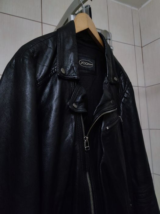 kurtka skórzana czarna vintage JC Collection skóra elegancka Black XXL