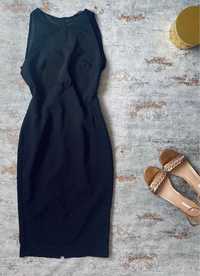 Zara czarna sukienka dopasowana elegancka ze wstawkami s 36