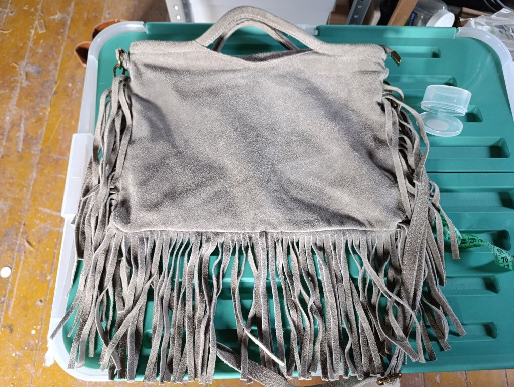 Torebka Boho frędzle skóra