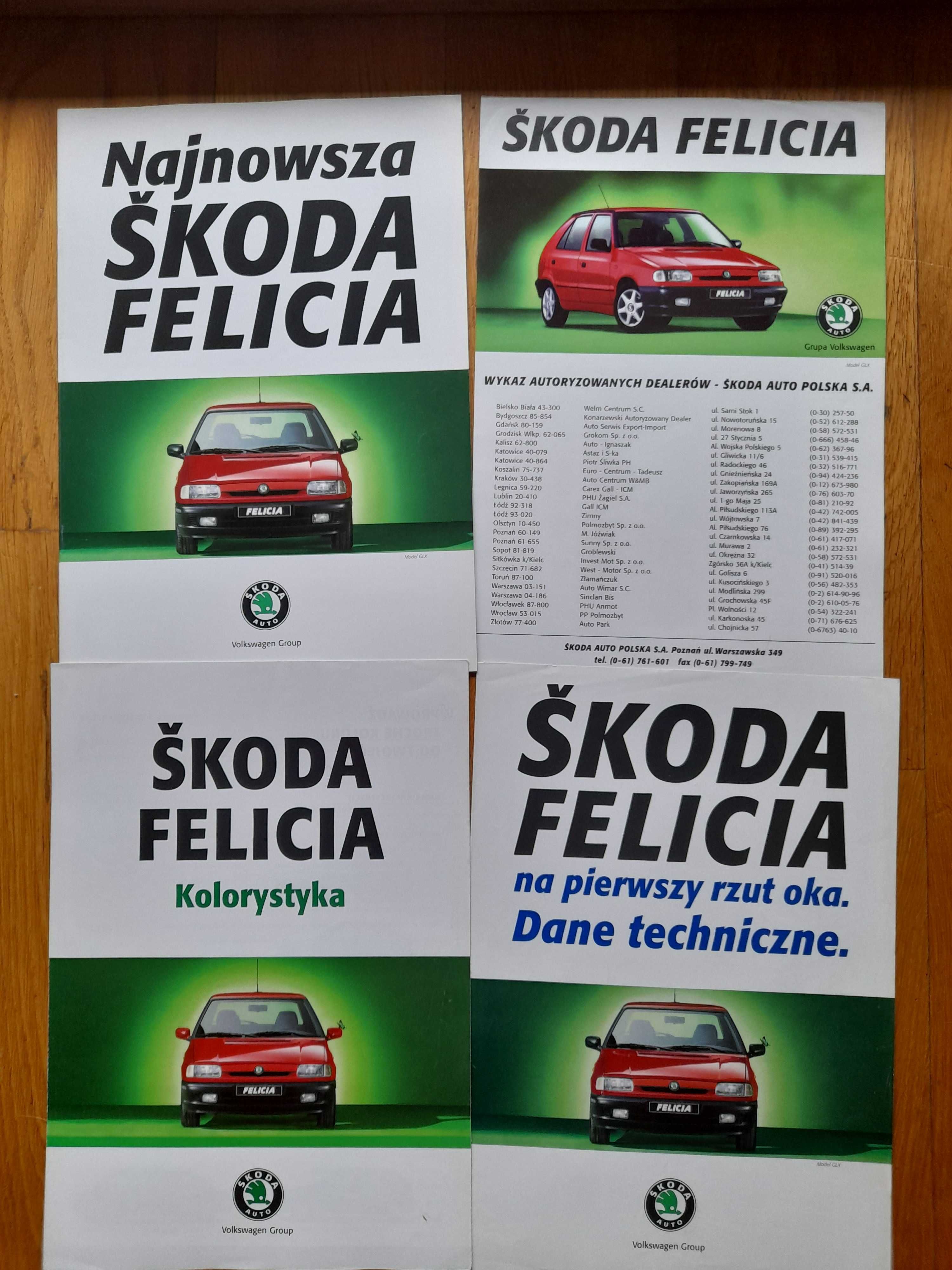 SKODA Felicia LX, LXi, GLXi 4 prospekty polskie