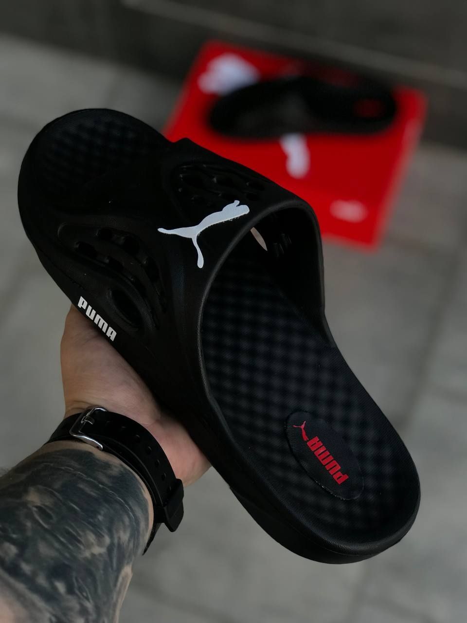 Мужские шльепанцы Puma Черные летние тапочки Пума шльопанці Пума