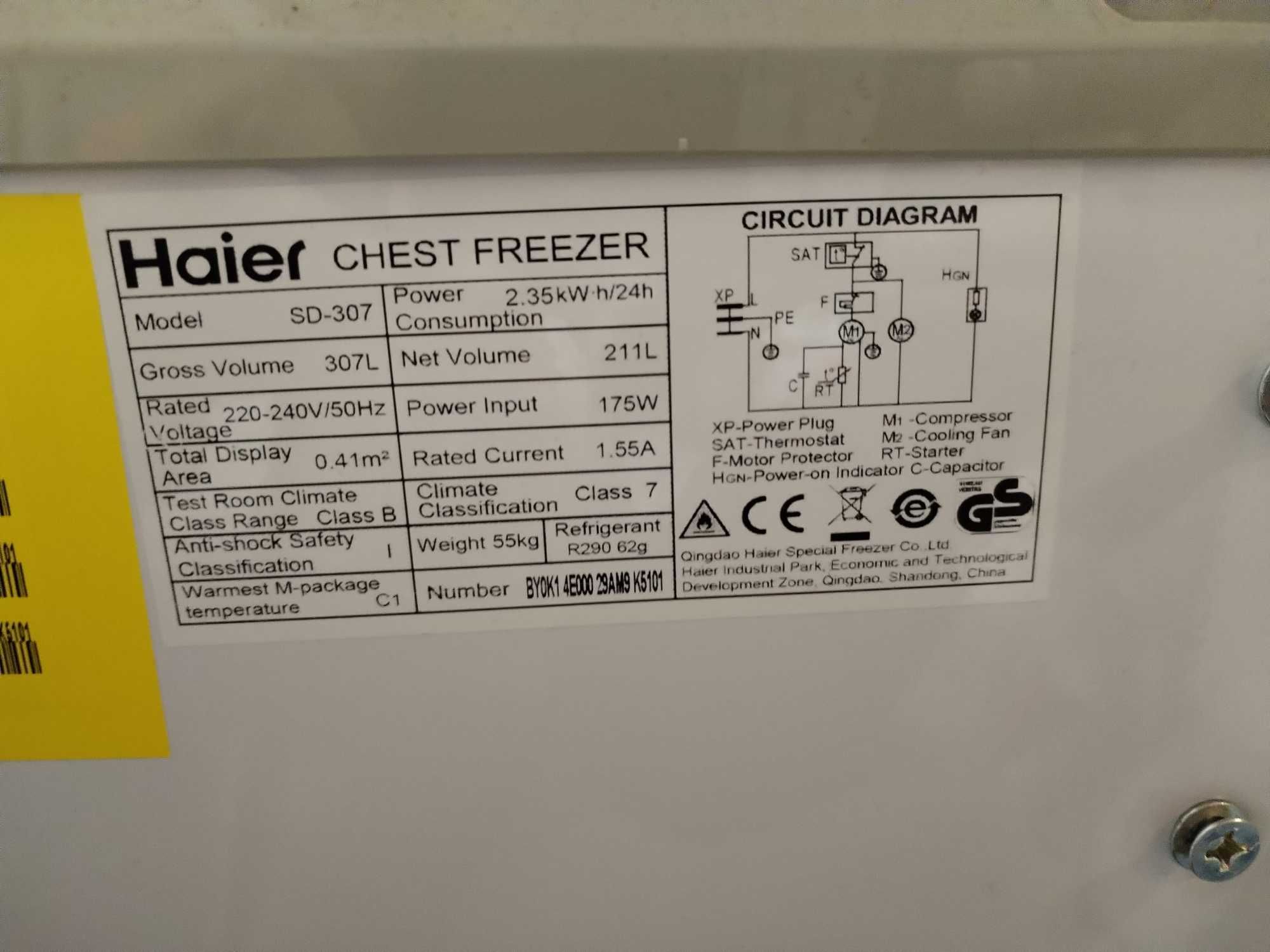 Haier chest freezer sd 307