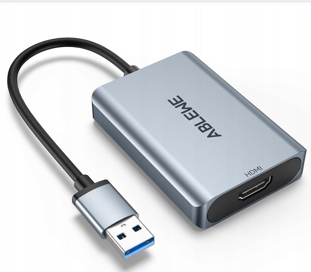 Adapter USB do HDMI ABLEWE, ulepszony aluminiowy konwerter audio-wideo