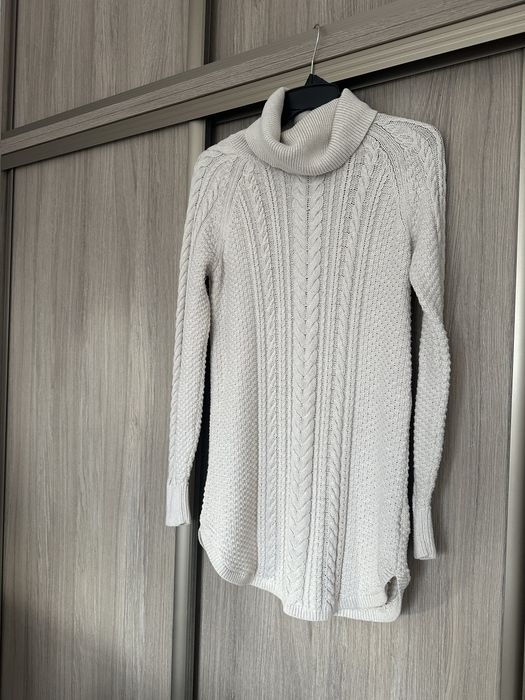 Sweter golf xs/s gap 100% bawełna kremowy dłuższy ciepły gruby