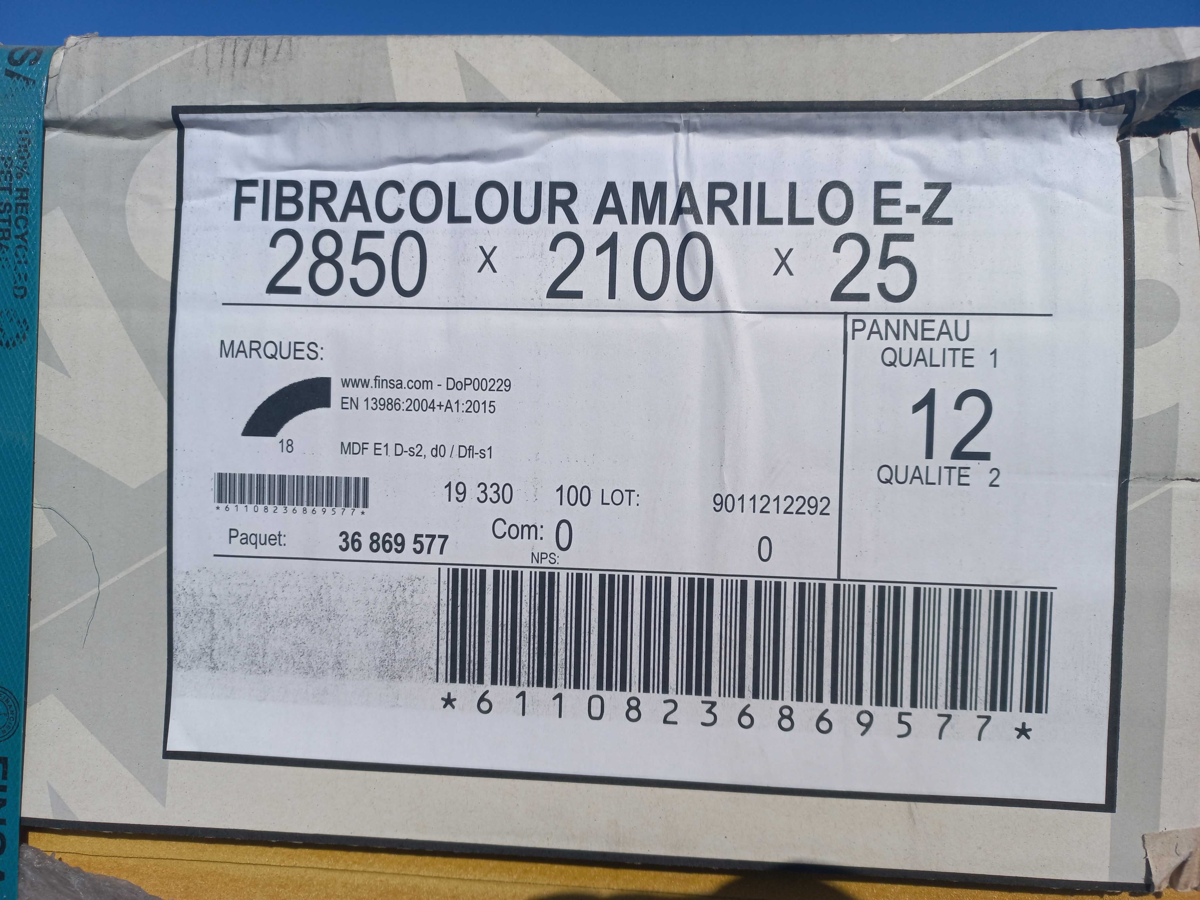 Płyta Meblowa 2850 x 2100 x 25' Fibracolour Amarillo E-Z