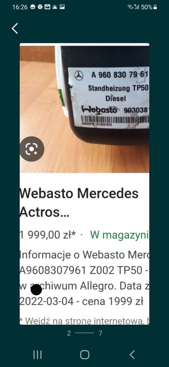 Sprzedam Webasto Mercedes TP50