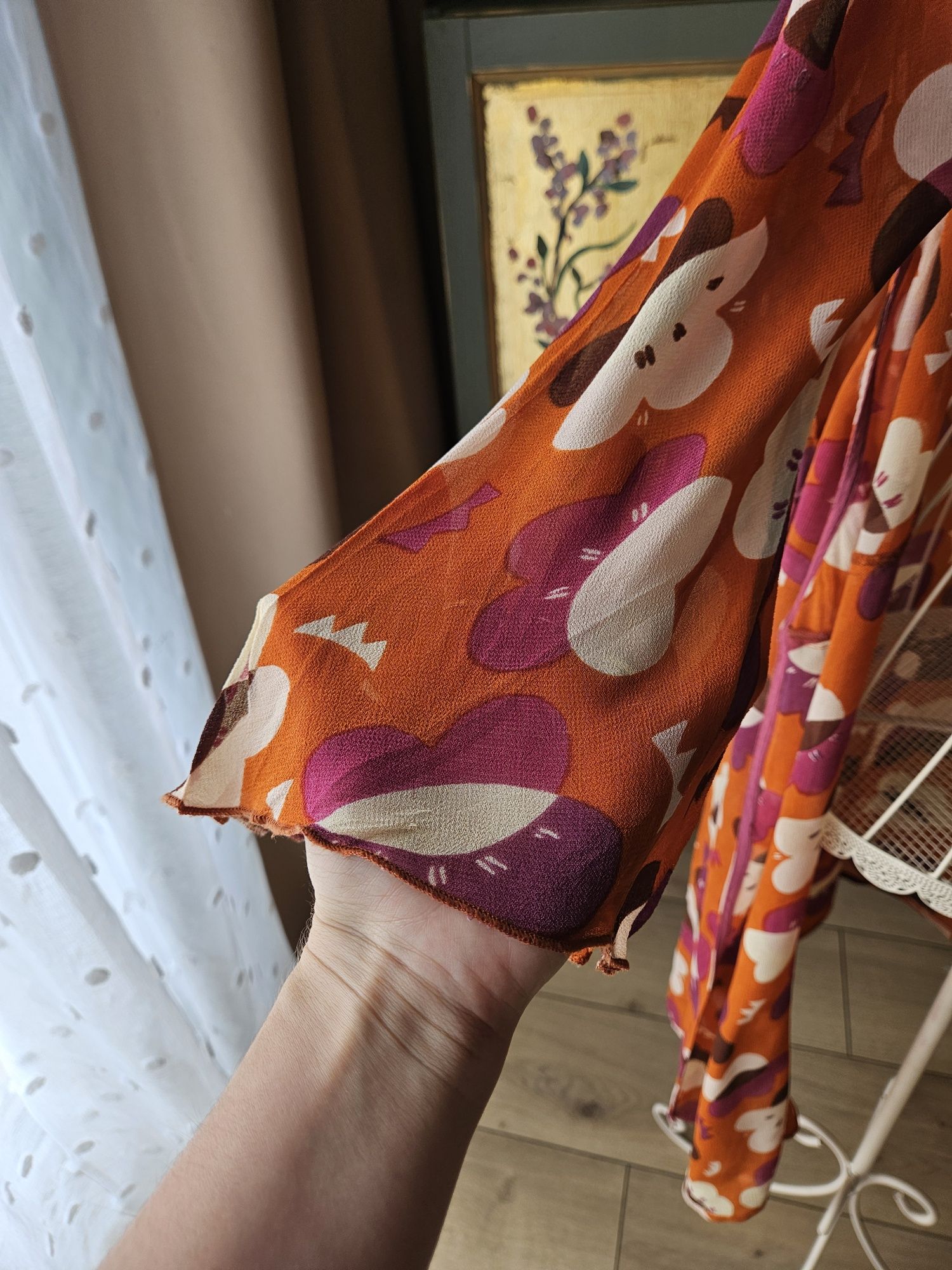 Narzutka damska Gudrun Sjödén  M/L kolorowa boho hippie kimono dłuższe