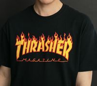 Мужская футболка Thrasher Logo унисекс Трешер скейт skateboard черная