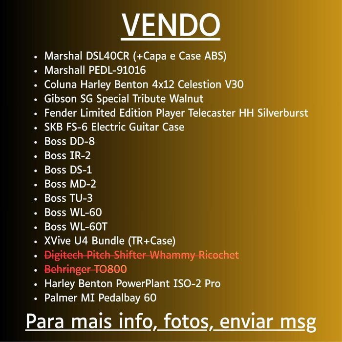 Diverso material musical (Guitarras, pedais, amp, coluna, pedaleira..)