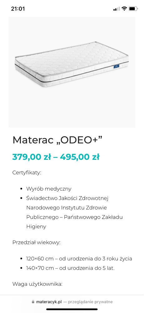 Materac dziecięcy Royal dreams ODEO+