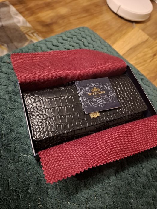 Nowy portfel skórzany damski Wittchen Croco czarny PRZEPIĘKNY!