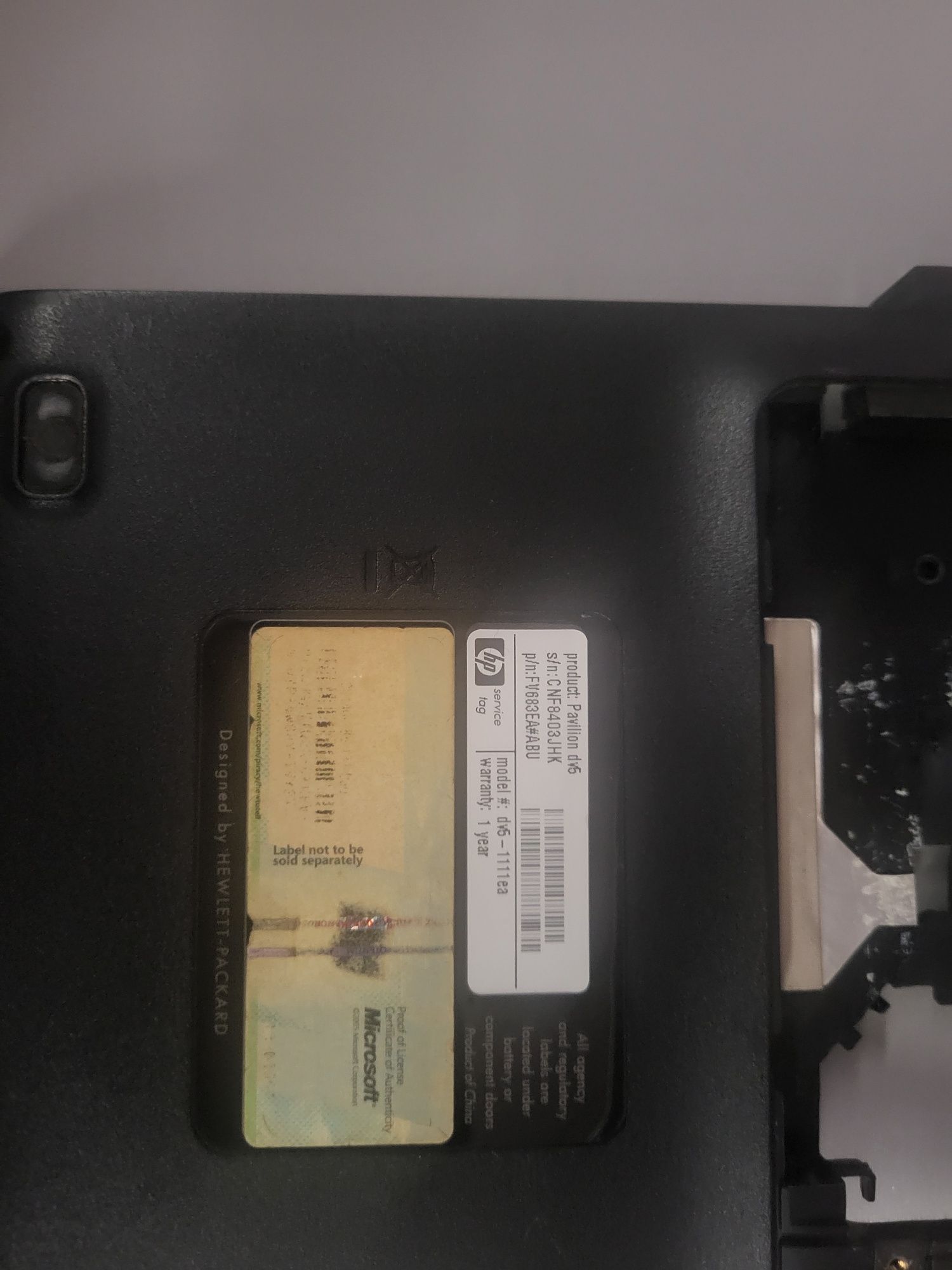 Sprzedam dolną obudowę do Laptopa HP PAVILION dv5-1111ea